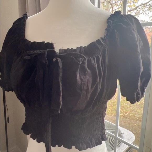 Cute sexy black top short sleeve Size:S-M - Picture 4 of 5